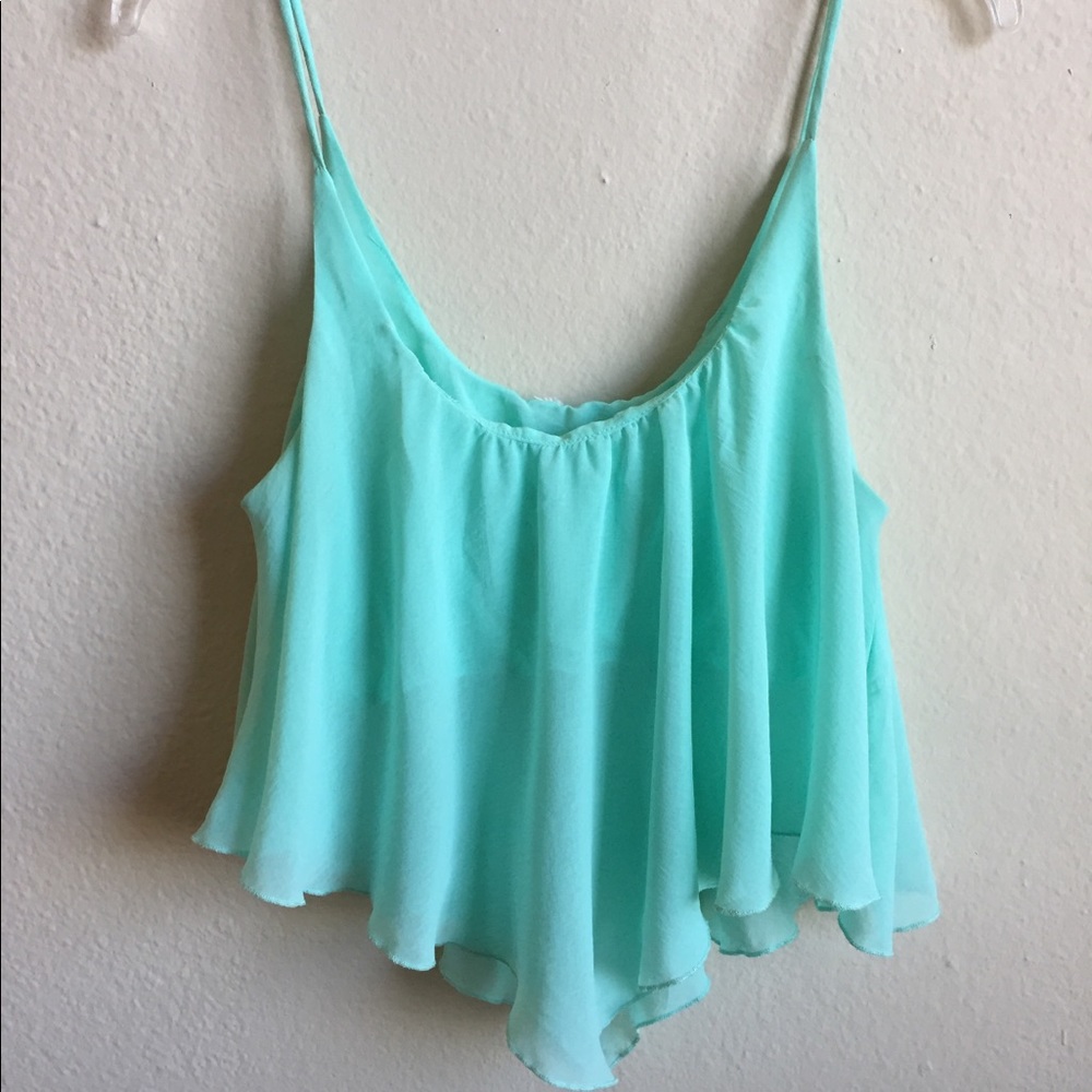 Turquoise Sheer Half Top/Tube Top Swimsuit Coverup